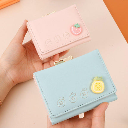 Cute Fruit Folding Wallet Ladies Mini Cartoon Money Clip Small Coin Purse Holder