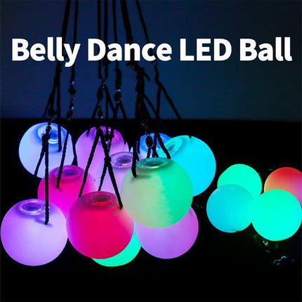 Pair of LED Poi Balls Multi Coloured Light up Ball Belly Dance Party Festival - Aimall