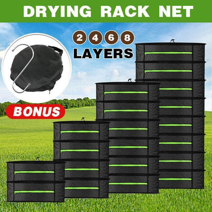 2-8 Tier Drying Net Large Shelf Hydroponic Hanging Grow Herb Plant Dry - Aimall