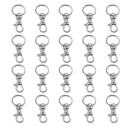 20X Swivel Lobster Clasp Clips Hook Alloy Key Ring Split Keychain Durable - Aimall