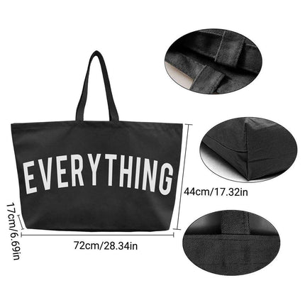 Large Canvas Black Tote Bag Reusable Shoulder Shopping Travel Bag