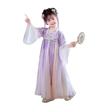 Girs Ancient Chinese Traditional Hanfu Dress Tang Ming Dynasty Costume - Aimall