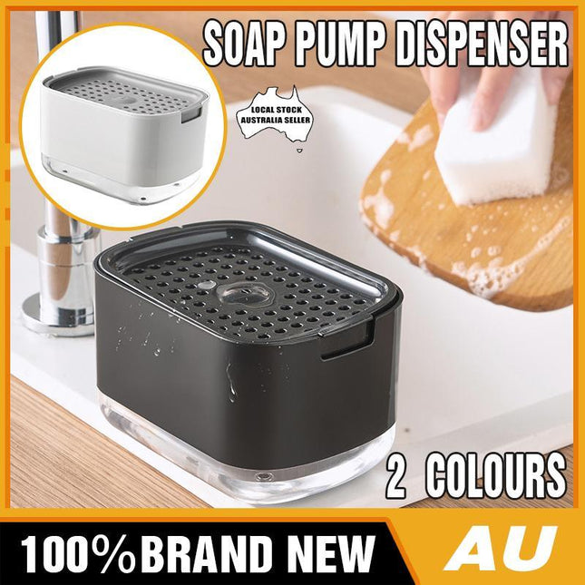 2in1 Soap Dispenser Pump Sponge Holder Countertop Dishwashing Liquid Container - Aimall