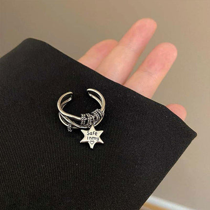 Simple Adjustable Star Opening Ring Couple Jewelry Niche Design Unisex Ring
