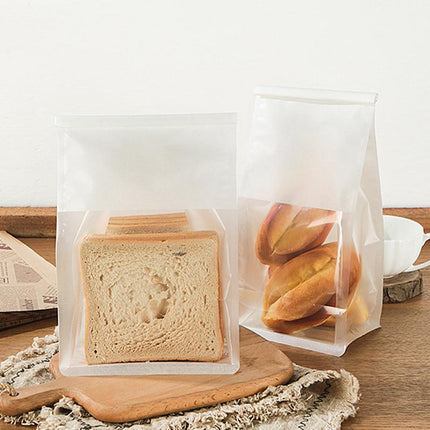 100x Kraft Paper Flat Bottom Cake Packaging Toast Bread Bags With Window White - Aimall