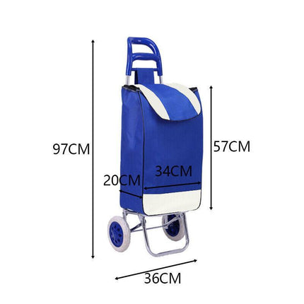 1X Shopping Cart Carts Trolley Foldable Bags Luggage Wheels Folding Basket - Aimall