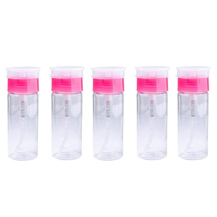 5PCS 100ml Nail Polish Remover Bottle Rose Red Transparent Press Pump Makeup