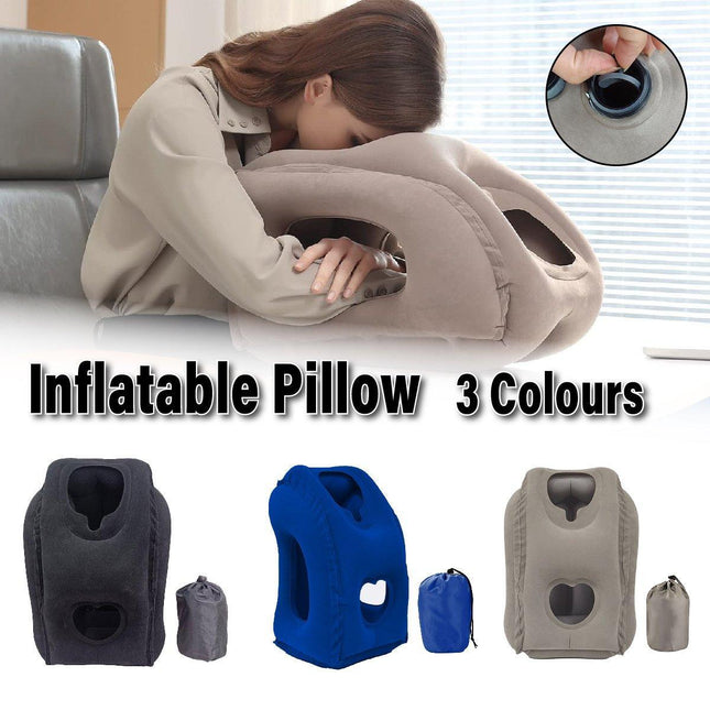 Inflatable Air Cushion Travel Pillow for Airplane Office Nap Rest Neck Head Chin
