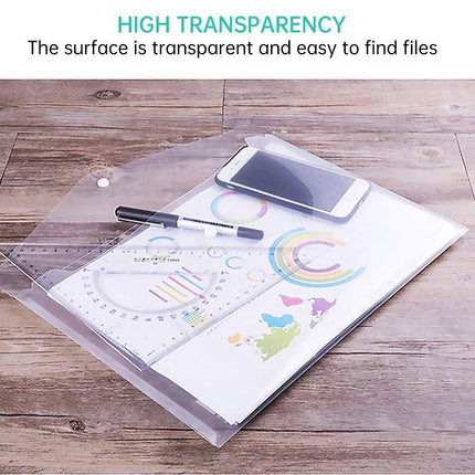 12pcs A4 Plastic File Bag Translucent Document Storage Pouch with Button Closure