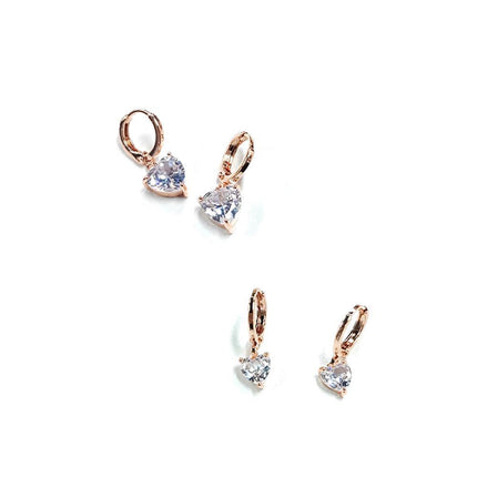 Elegant Crystal Heart Drop Earrings Zircon Rhinestone Wedding Gifts Women - Aimall