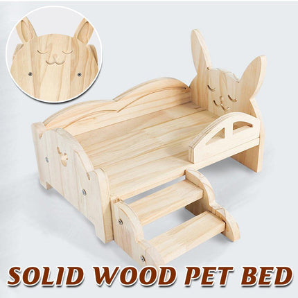 Wooden Rabbit Bed Small Animal Pet Cot Durable Sleeping Platform for Indoor Use