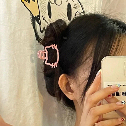 6pcs Metal Hollow Cat Ear Hair Clips Half Updo Plate Headdress Hair Accessories
