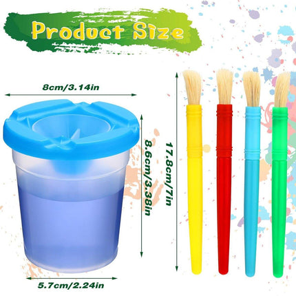 10 Sets of Childrens Painting Brush Washing Cups Graffiti Brush Set for Kids