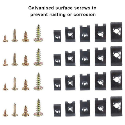 170X Universal Car U Clip Nut Screw Kit Vehicle Bumper Dash Door Panel Interior - Aimall