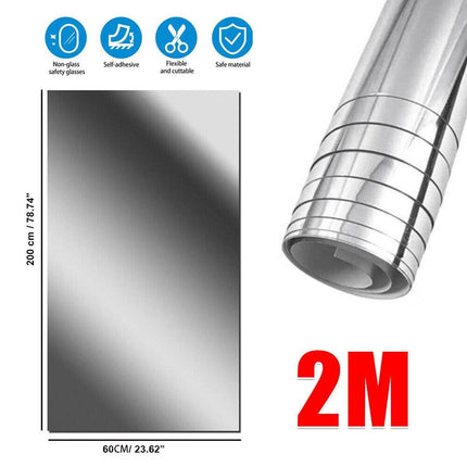 Mirror Wall Sticker Self-Adhesive Waterproof Reflective Decal for Bathroom Decor