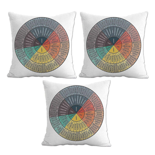 3PCS Emotion Wheel Decorative Pillowcase Sofa Cushion Cover for Bedroom Decor
