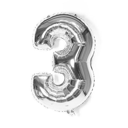 Silver 32" Foil Number Balloon 81cm Rose Gold Silver Rainbow Birthday Party Wedding - Aimall