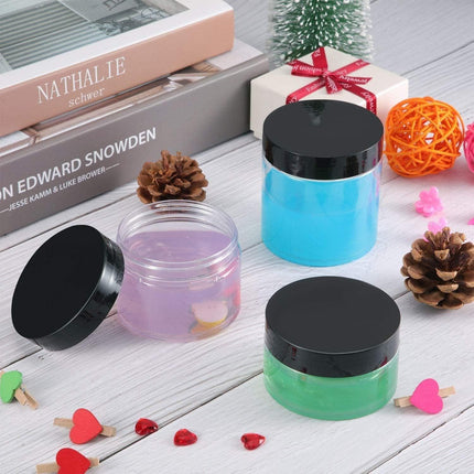 10pcs Wide Mouth Plastic Jars Black Lid Transparent Skin Care Cream Containers