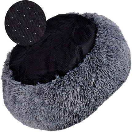 Purple Cat Bed Pet Bed Dog Donut Nest Calming Deep Sleeping Soft Plush Kennel Washable - Aimall