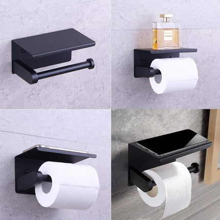Black Stainless Steel Toilet Paper Holder Bathroom Storage Hooks Washroom