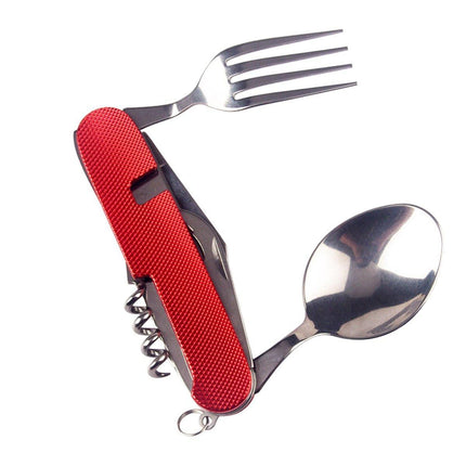 2X 6 in 1 Pocket Hiking Set Tool Fork Spoon Utensil Folding Camping Knife Travel