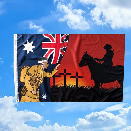 Lest We Forget Flag Australian War Horse Flag ANZAC Day Remembrance Flag - Aimall