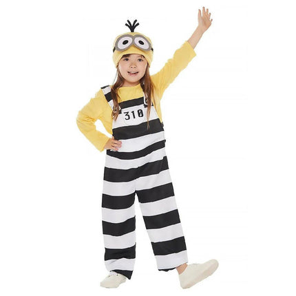M/L Minions Halloween Costume Yellow Striped Prisoner Cartoon Character Clothes