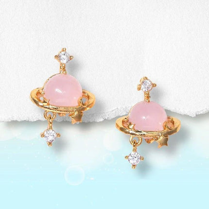 Pink Tone Minimalist Tiny Moon Star Heart Earrings Ear Bone Stud Women Jewelry - Aimall