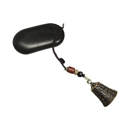 Pure Brass Bell Car KeyChain Engraved Chinese Buddhist Sutra Handmade Woven Rope - Aimall