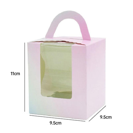 50x Assorted Color Muffin Cake Boxes with Clear Window & Handle High Quality