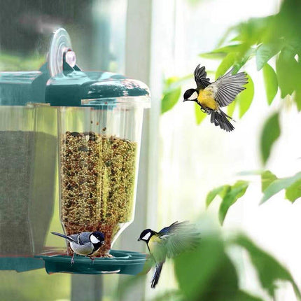 Clear Plastic Automatic Bird Feeder Suspended Suction Cup Feeder with Cover