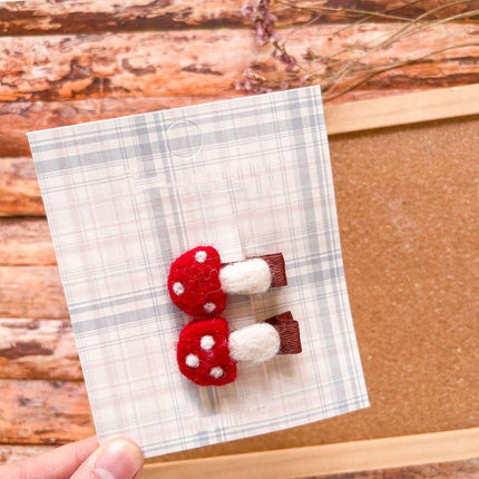 Autumn Winter Mushroom Felt Hair Clip Soft Wool Cute Style Hair Accessories