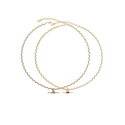 Vintage Retro Style Curved Chain Necklace for Women Fashion Jewelry Accessory