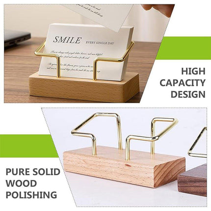 Business Card Holder Organizer Desk Display Stand Wooden Card Storage Box