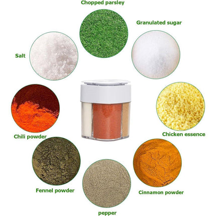 4X 4 in1 Seasoning Jar 4 Compartment Spice Storage Box Kitchen Organisation Case