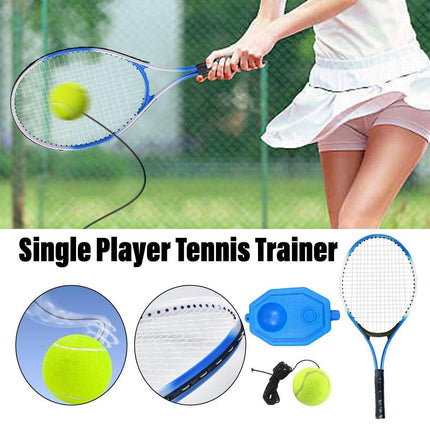 Tennis Training Device Single Rebound Kit with Aluminum Racket and Elastic Band