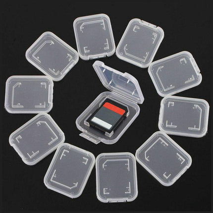 10pcs Transparent SD SDHC Memory Card Storage Box Flip Open Single Card Holder