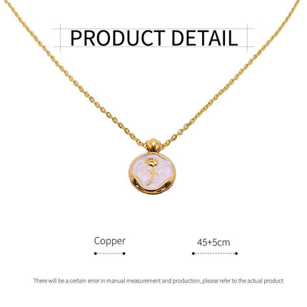 Vintage Bohemian Floral Round Pendant Necklace Women Fashion Chain Jewelry