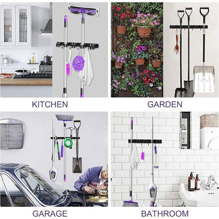 Punch-free Wall Mounted Mop Rack Nail-free Storage Rack Multi-use Mop Holder