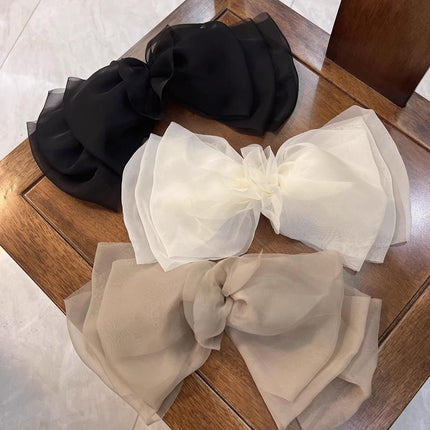 Large Tulle Bow Hair Clip Women Hair Clip Arty Headdress Gifts Ponytail Party - Aimall