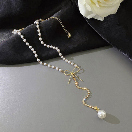 Bow Tie Short Necklace for Women Collarbone Chain Fashion Jewelry Elegant Gift