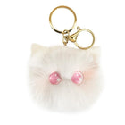 Plush Kitten Head Cartoon Keychain Rabbit Hair Pompom Keyring Bag Ornaments Gift - Aimall