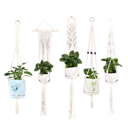 Macrame Plant Flower Pot Holder Hanger Hanging Planter Basket Hemp Rope Braided - Aimall