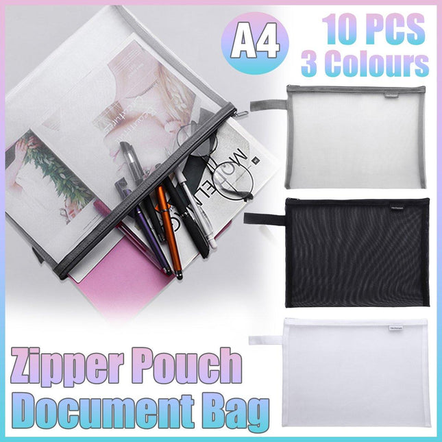 A4 Mesh Zipper Pouch Document Bag Organizer 