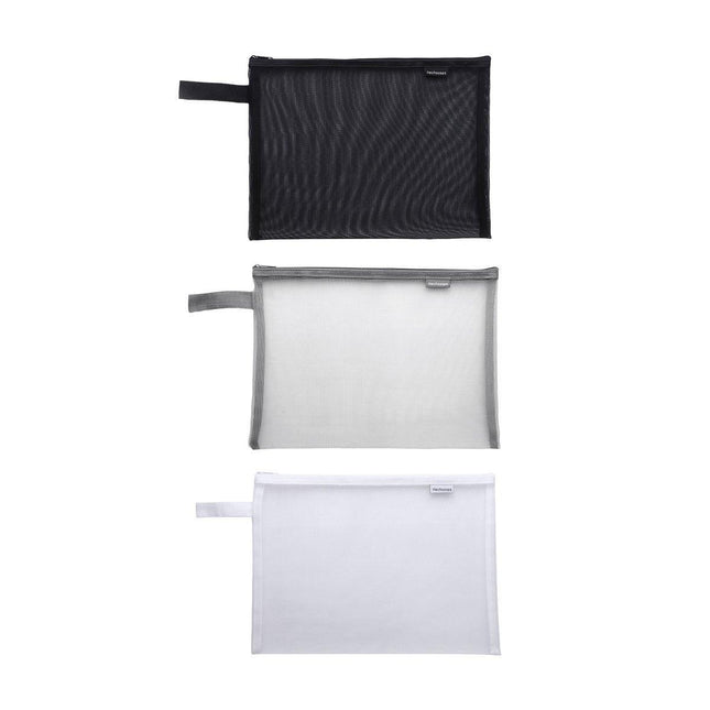 A4 Mesh Zipper Pouch Document Bags - Durable File Folders in 3 Colours