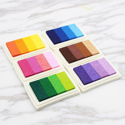 4Colours Fingerprint Stamp Set with Plastic Case Washable Color DIY Ink Pad - Aimall