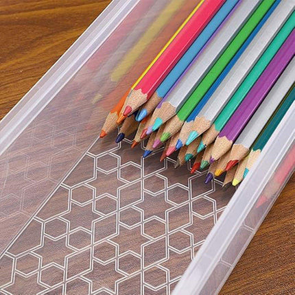 3PCS Clear Plastic Desktop Storage Box 2 Layer Holder DIY Stationery Pencil Case
