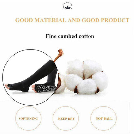 Women Long Massage Pilates Socks Yoga Socks Anti-skid Grip Non Slip Socks Medium - Aimall