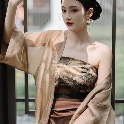 Chinese Style Hanbok Vintage Bustier Skirt Three Piece Suit Spring Summer