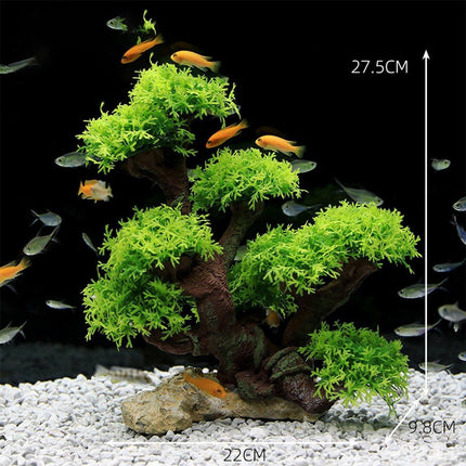 Fish Tank Decoration Resin Crafts Rockery Sunken Wood Moss Water Grass Tree